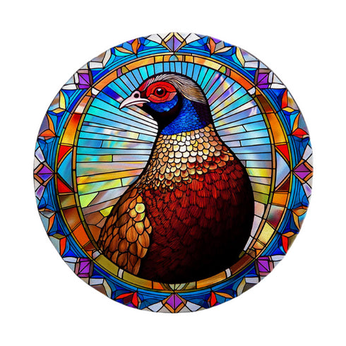 Norman the Pheasant Circular Glass Suncatcher Worktop Saver
